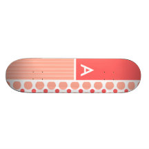 Pink & Coral Polka Dots, Dots Skate Board Deck