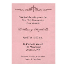 Pink Cross Religious Invitation