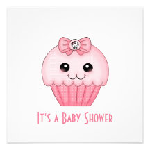 Pink Cupcake Baby Shower Invitation