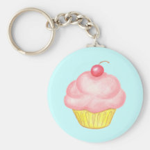 Pink Cupcake Keyring Keychains