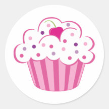 Pink Cupcake Round Stickers