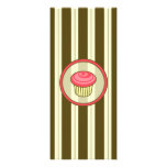 Pink Cupcake Skinny  Invitation - Brown Stripes