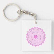 Pink Cupcake. Square Acrylic Key Chain