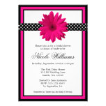 Pink Daisy Black Polka Dots Bridal Shower Personalised Announcement
