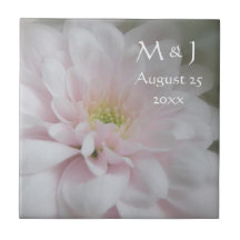 Pink Daisy Mum Ceramic Tile Wedding Keepsake