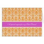 Pink Damask Best Friend Matron of Honour Invitatio Cards