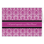 Pink Damask Best Friend Matron of Honour Invitatio Card