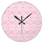Pink Damask Lace Pattern Wall Clock