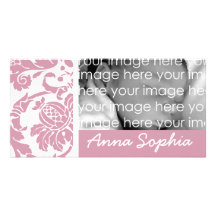 Pink Damask Photo Card