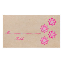 Pink Daring Floral Blooms Wedding Place Card Business Card Template
