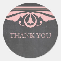 Pink Deco Chalkboard Thank You Stickers