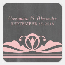 Pink Deco Chalkboard Wedding Stickers