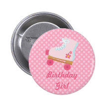 Pink Dots Rollerskate Birthday Button