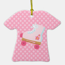Pink Dots Rollerskate Birthday Shirt Ornament