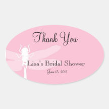 Pink Dragonfly Shower Thank You Sticker