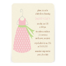 Pink Dress Baby Shower Invitations