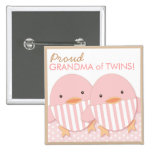 Pink Ducky Twin Girls Proud Grandma Pin