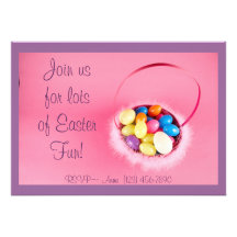 Pink Easter Basket, Easter Party Invitations