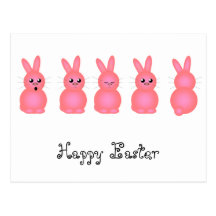 Pink Easter Bunnies Post Card