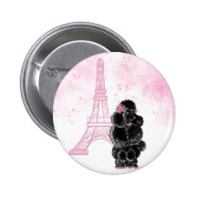 Pink Eiffel Tower and Black Poodle