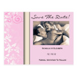 Pink Elegant Vintage Damask Save the Date Postcards