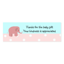 Pink Elephant Baby Gift Thank You Business Card