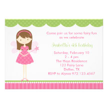 Pink Fairy Birthday Party Invitations
