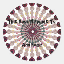 Pink Firework Bookplate Sticker
