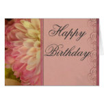 Pink floral happy birthday card