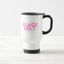 Pink Floral Martial Arts Black Belt Travel Mug