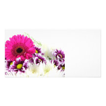 Pink floral personalised photo card