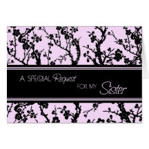 Pink Floral Sister Maid of Honour Invitation Card