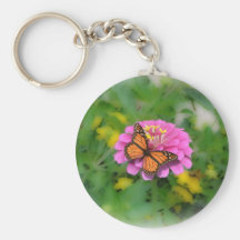 Pink Flower and Butterfly Keychain