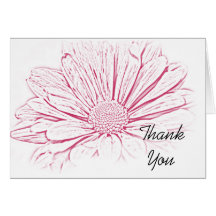 Pink Flower Effect Wedding Bridesmaid Thank You Card