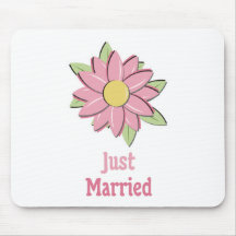 Pink Flower Just Married Mouse Pad