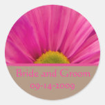 Pink Flower Wedding Envelope Seal Round Sticker