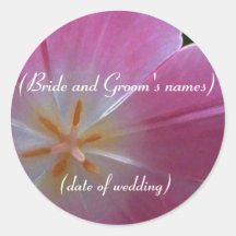 Pink Flower Wedding Stickers