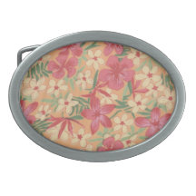 Pink Flowers Belt Buckle