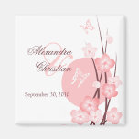 Pink Flowers Butterfly Save the Date Announcement Magnets