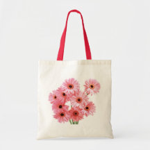 pink flowers canvas bag