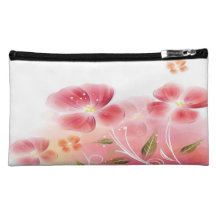 Pink Flowers Cosmetic Bag