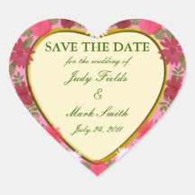 Pink Flowers Custom Save The Date Stickers
