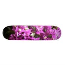 Pink Flowers In Bush Skate Deck