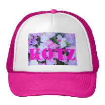pink flowers mesh hat