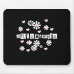 Pink Flowers on Black Bridesmaid   Mouse Mat