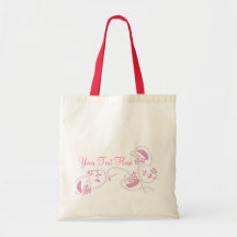 Pink Flowers On White Tote Bags