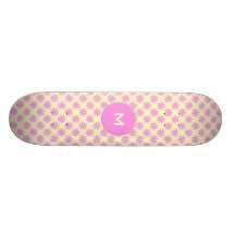 Pink flowers pattern skate board