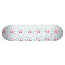 Pink flowers pattern skateboard