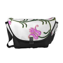 Pink Flowers Rickshaw Messenger Bag