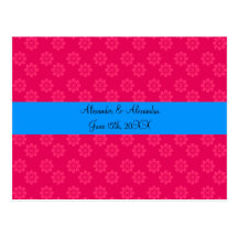 Pink flowers wedding favours post cards